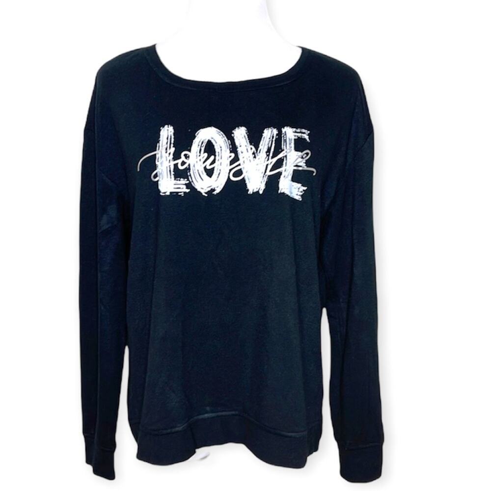 June and Delancey Love Yourself Black Sweatshirt Size Large